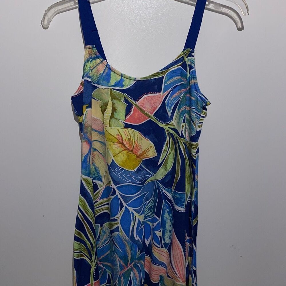 Lilac & London Womens Blue Tropical Print PJ Pajama Dress Slip‎ Gown Chemise XS